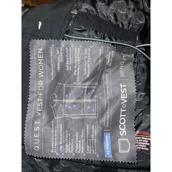 Scottevest Q.U.E.S.T. Vest Women M1 (XXL) Black Water-Repellent Travel Vest W/ 4 - Picture 11 of 13